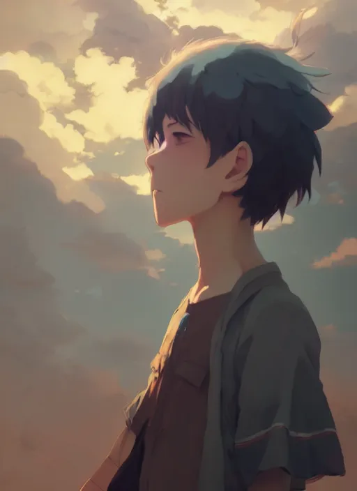 Image similar to portrait of al frankin, cloudy sky background lush landscape illustration concept art anime key visual trending pixiv fanbox by wlop and greg rutkowski and makoto shinkai and studio ghibli