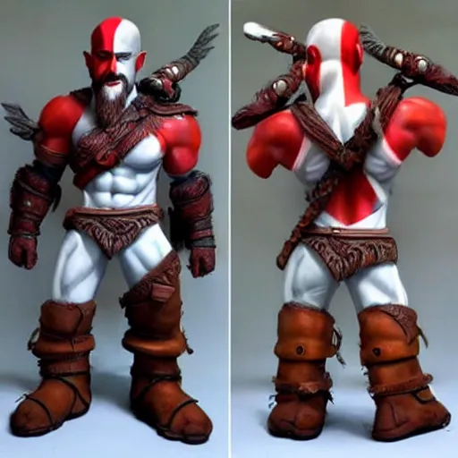 Image similar to Cute sculpture of full body Kratos,