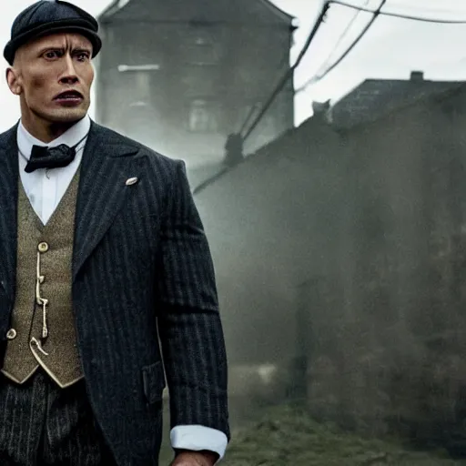 Image similar to Dwayne Johnson in Peaky Blinders very detail 4K quality super realistic