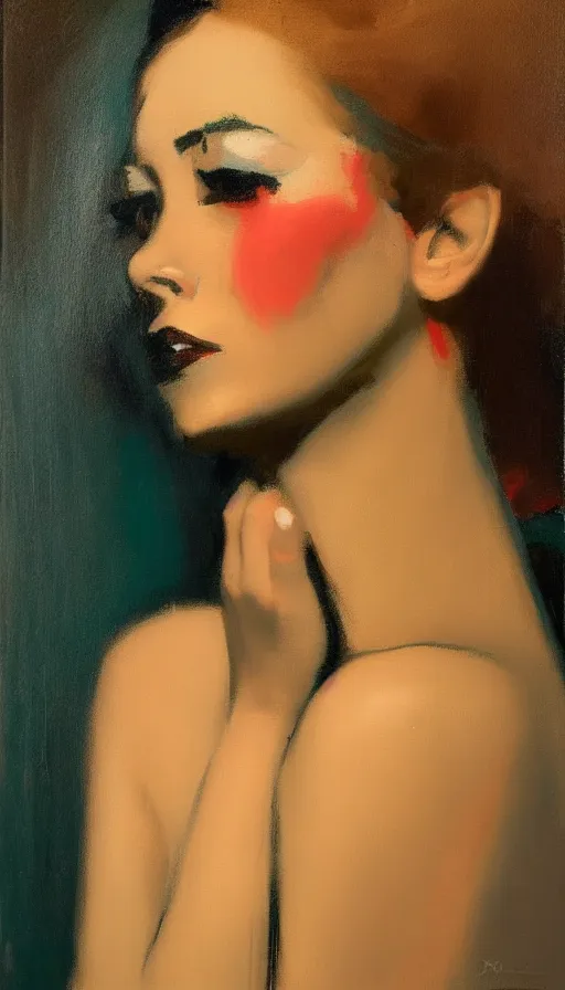 Image similar to a beautiful woman painted by skip liepke