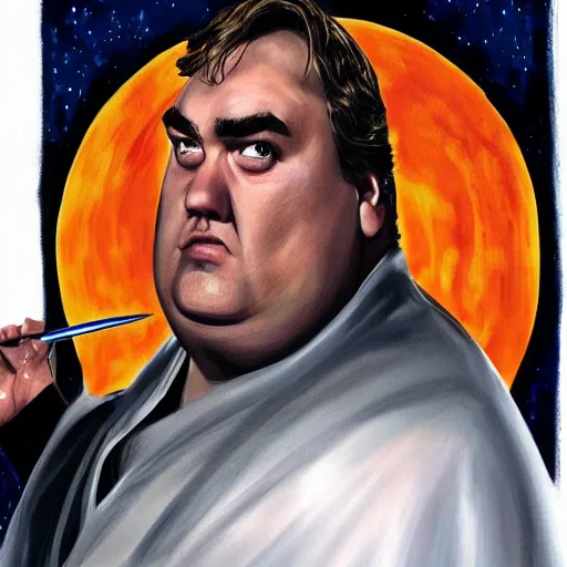 Image similar to John candy as an evil dark jedi, painterly style