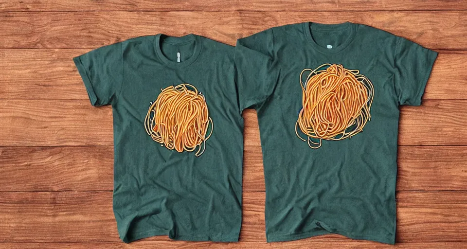 Prompt: spaghetti makes you forgetti your regretti, novelty tshirt