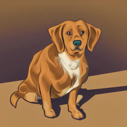 Image similar to A dog sitting in the sun, digital art