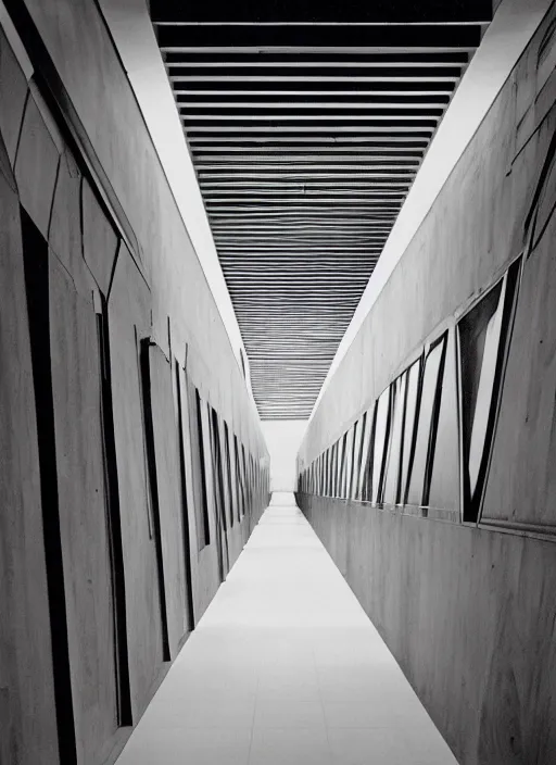 Image similar to a photograph of a hallway designed by louis kahn, 3 5 mm, film camera, dezeen, architecture, center framing