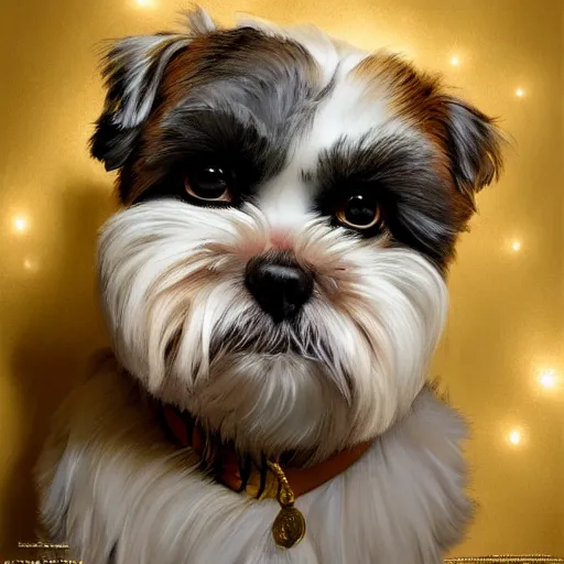 Image similar to Anthropomorphic Disco Shih Tzu, detailed, centered, digital painting, artstation, concept art, donato giancola, Joseph Christian Leyendecker, WLOP, Boris Vallejo, Breathtaking, 8k resolution, extremely detailed, beautiful, establishing shot, artistic, hyperrealistic, beautiful face, octane render, cinematic lighting, dramatic lighting, masterpiece