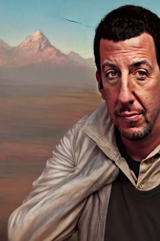 Prompt: adam sandler wearing professional, covering and unassuming clothes going about his normal life, highly detailed, photorealistic, octane render, 8 k, unreal engine, art by artgerm and greg rutkowski and alphonse mucha