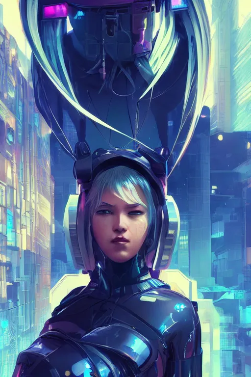 Image similar to portrait futuristic Cyber Ninja Girl, in future cyberpunk, streets of calcutta , sci-fi, fantasy, intricate, very very beautiful, elegant, neon light, highly detailed, digital painting, artstation, concept art, smooth, sharp focus, illustration, art by alphonse mucha and tian zi and WLOP