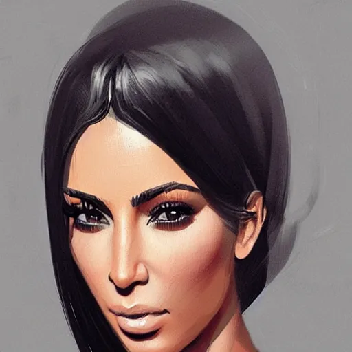 Image similar to “ portrait of kim kardashian by greg rutkowski, young, attractive, highly detailed portrait, scifi, digital painting, artstation, concept art, smooth, sharp foccus ilustration, artstation hq ”