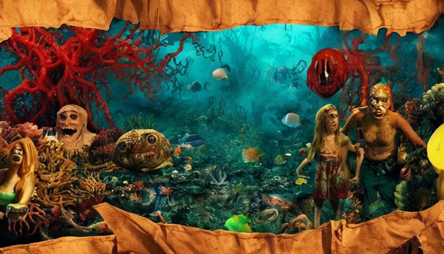 Image similar to Big budget color horror movie, city under the sea