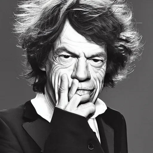 Image similar to mick jagger as ronald mcdonald