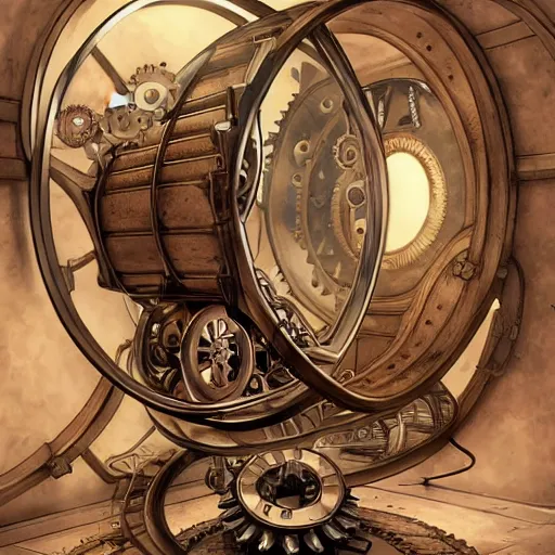 Image similar to a steampunk hamster engineer running inside a hamster wheel that looks like a cog connected to other cogs, highly detailed, photorealistic, artgerm, wlop, moebius, sharp focus, hd, 8 k, intricate