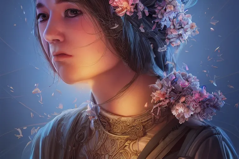 Image similar to portrait isometric drawing,..., blossom, intricate, epic lighting, cinematic composition, hyper realistic, 8 k resolution, unreal engine 5, by artgerm, tooth wu, dan mumford, beeple, wlop, rossdraws, james jean, andrei riabovitchev, marc simonetti, yoshitaka amano, artstation