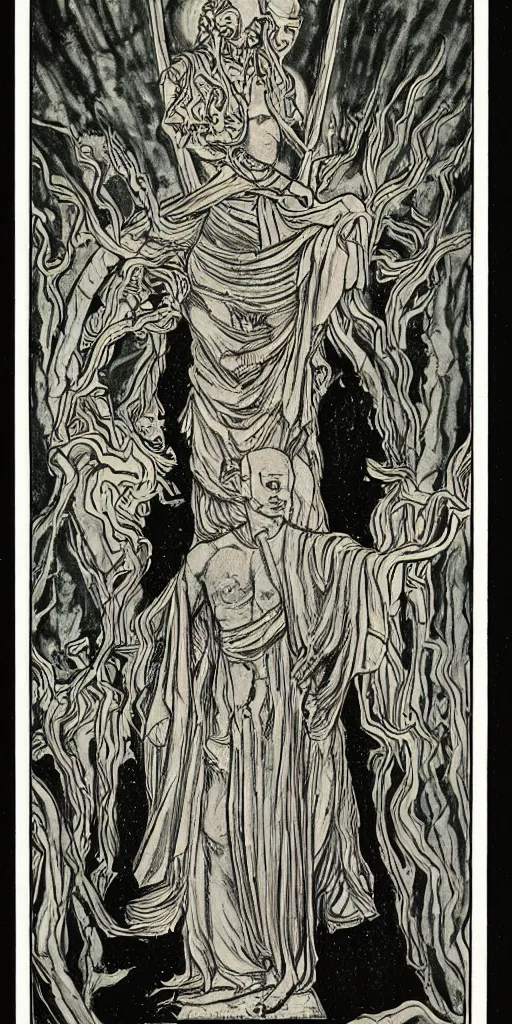 Image similar to the magician tarot card by austin osman spare