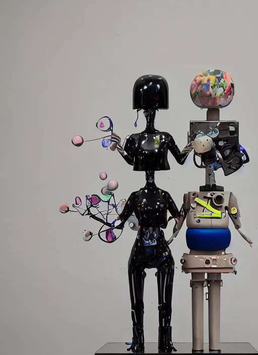 Prompt: studio photograph of a contemporary art sculpture of a modular quirky yorha android by hikari shimoda and jack gaughan