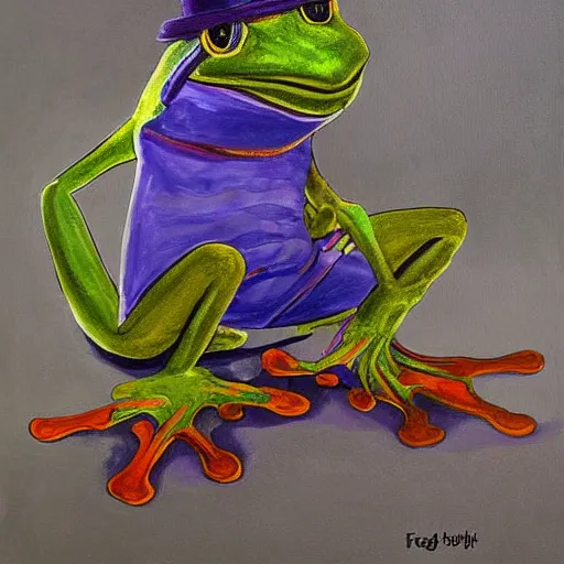 Prompt: frog knight, painting,