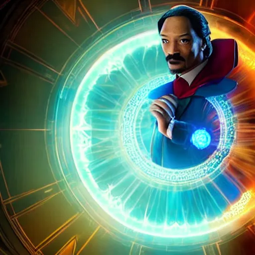 Image similar to snoop doge playing doctor strange from the doctor strange movie, highly detailed, cinematic shot, cinematic lighting, 8 k, exquisit facial detail