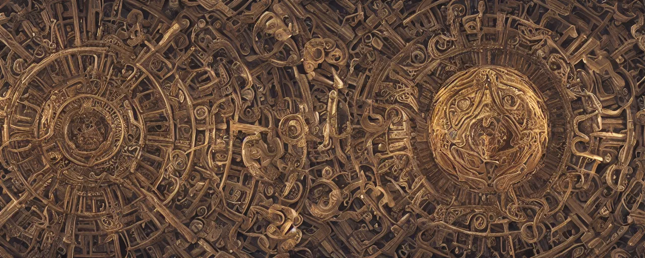 Image similar to planet made of mushrooms and ornate bronze gears, [ cinematic, detailed, epic, widescreen, opening, establishing, mattepainting, photorealistic, 4 k, octane render, art by greg rutkowski ]