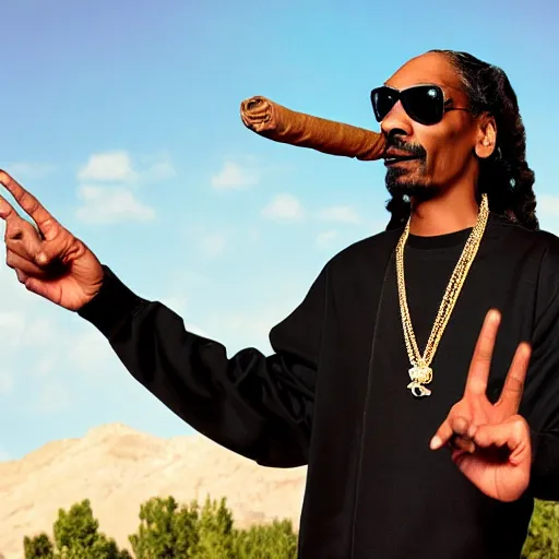 Image similar to snoop dogg attempting to smoke a giant oversized cigar