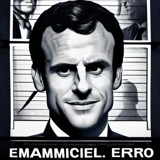 Prompt: poster of Emmanuel Macron in American Psycho (1999)