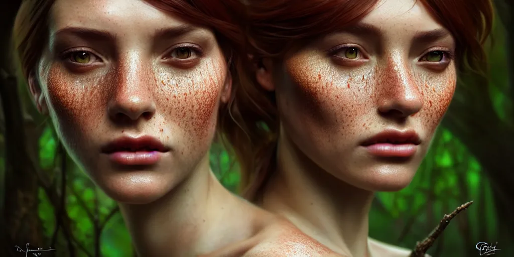 Prompt: beautiful digital painting of a du juan stylish female forest with high detail, real life skin, freckles, 8 k, stunning detail, works by artgerm, greg rutkowski and alphonse mucha, unreal engine 5, 4 k uhd