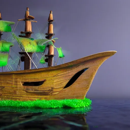 Prompt: giant pirate ship swimming in wheatgrass, photorealistic, detailed