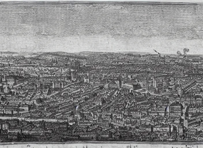 Image similar to detail from Hollar’s Panoramic view of ruined London, 1647