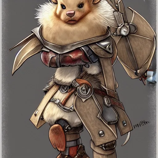 Image similar to heroic character design of anthropomorphic beaver, whimsical beaver, portrait of face, holy crusader medieval knight, final fantasy tactics character design, character art, whimsical, lighthearted, colorized pencil sketch, highly detailed, Akihiko Yoshida,