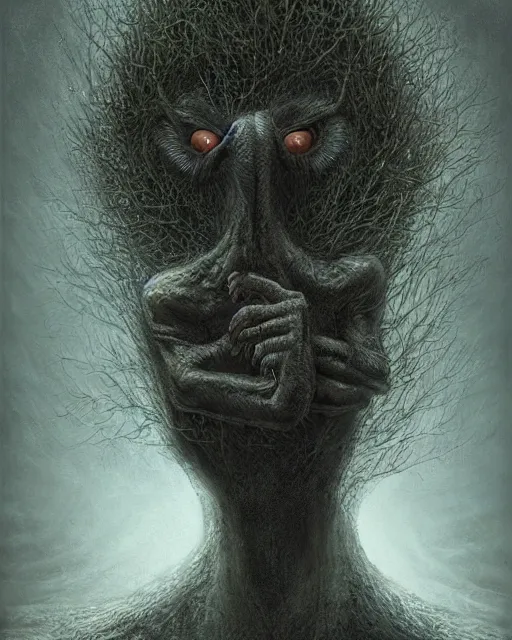 Image similar to a painting of a strange creature by anton semenov and dariusz zawadzki