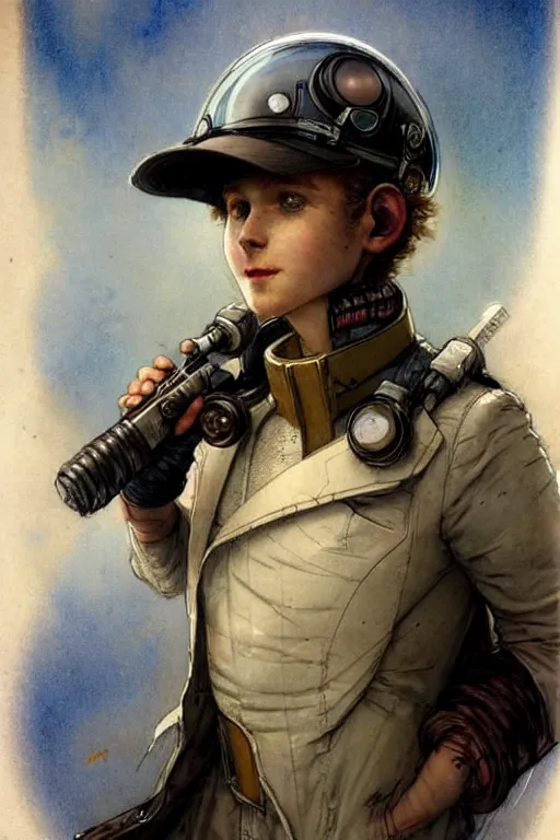 Image similar to ( ( ( ( ( 2 0 5 0 s retro future 1 0 year boy old super scientest in space pirate mechanics costume full portrait. muted colors. ) ) ) ) ) by jean - baptiste monge!!!!!!!!!!!!!!!!!!!!!!!!!!!!!!