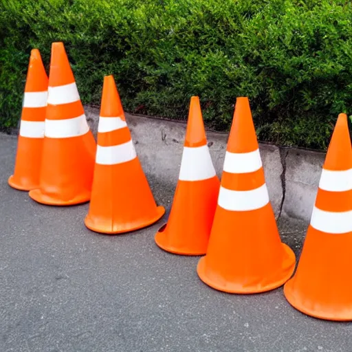 Prompt: Swollen traffic cones