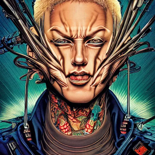 Prompt: portrait of crazy eminem, symmetrical, by yoichi hatakenaka, masamune shirow, josan gonzales and dan mumford, ayami kojima, takato yamamoto, barclay shaw, karol bak, yukito kishiro