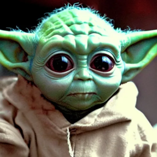 Image similar to super cursed and scary baby Yoda8k, highly detailed, horror