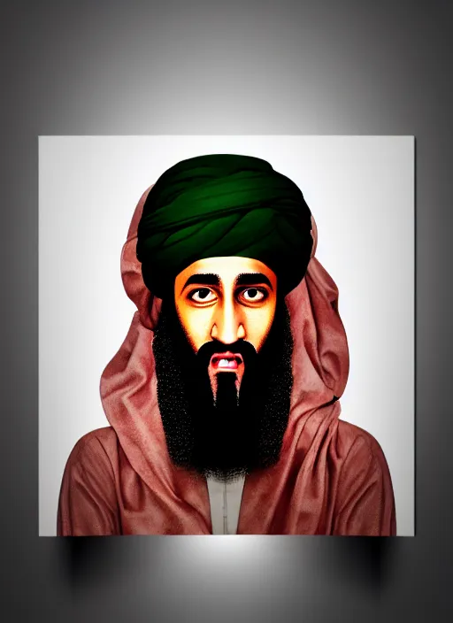 Image similar to bin laden ☦. pop art, no duplicate image, glowing lights, highly detailed, digital painting, artstation, concept art, smooth, sharp focus, illustration, art by richard hamilton and mimmo rottela