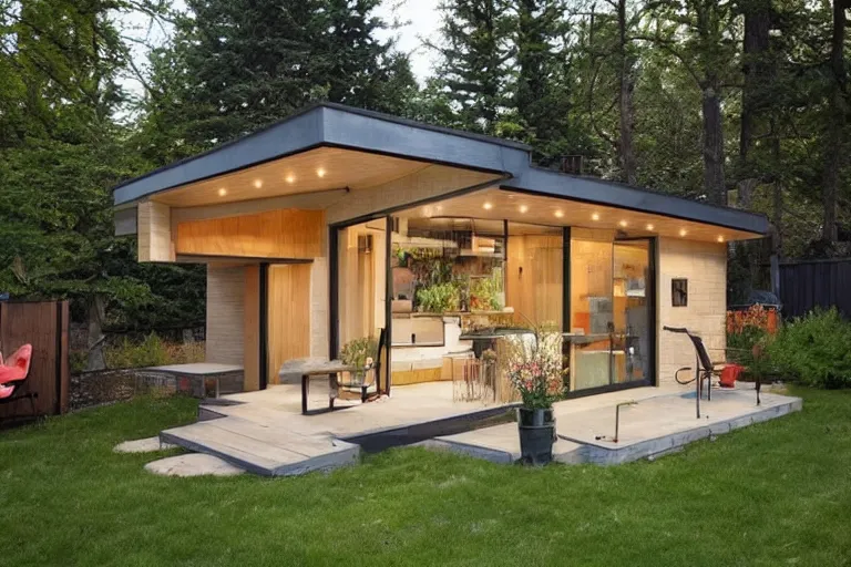 Image similar to modern backyard shed with quaint details in a canadian backyard