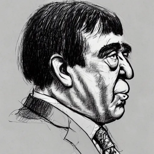 Prompt: a realistic yet scraggly portrait sketch of the side profile of a stern and sophisticated moe howard, trending on artstation, intricate details, in the style of frank auerbach, in the style of sergio aragones, in the style of martin ansin, in the style of david aja, in the style of mattias adolfsson