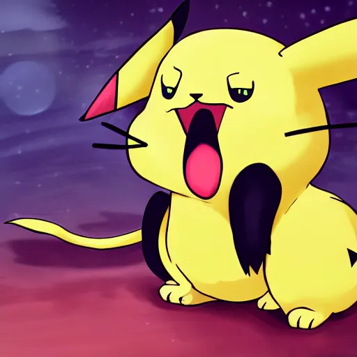 Prompt: A picture of a cat looks like Pikachu with red eyes, anime illustration, 4k