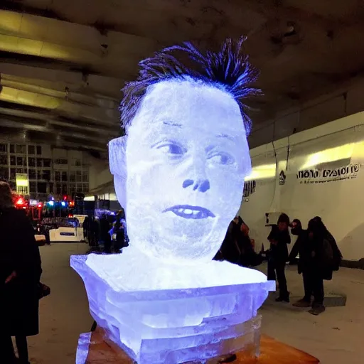 Image similar to ice sculpture that looks like elon musk