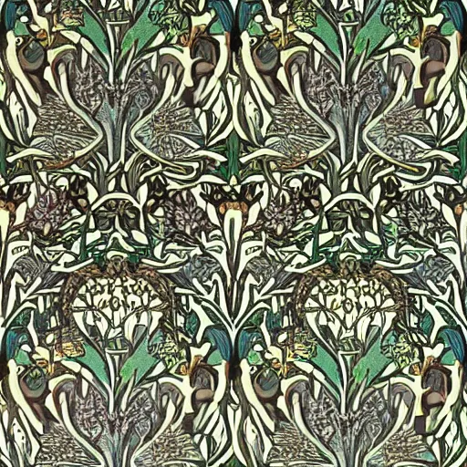 Image similar to william morris wallpaper of tree of life motif. h- 896