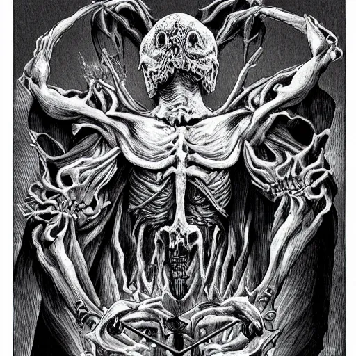 Image similar to an anthropomorphic depiction of death itself by kentaro miura, hyper-detailed masterpiece