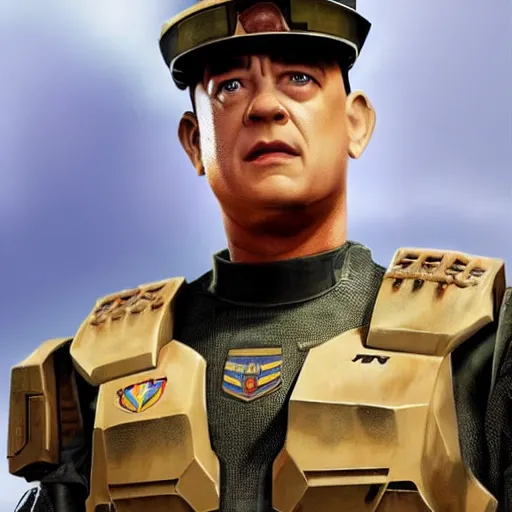 Prompt: Tom Hanks as a marine from Halo, highly detailed, cinematic