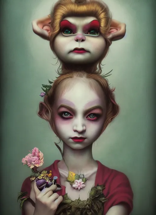 Image similar to pop surrealism, lowbrow art, realistic shrek painting, japanese street fashion, hyper realism, muted colours, rococo, natalie shau, loreta lux, tom bagshaw, mark ryden, trevor brown style,