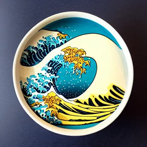 Image similar to The Great Wave as a bowl of ramen,