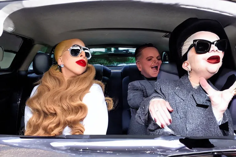 Image similar to lady gaga and judy garland carpool karaoke