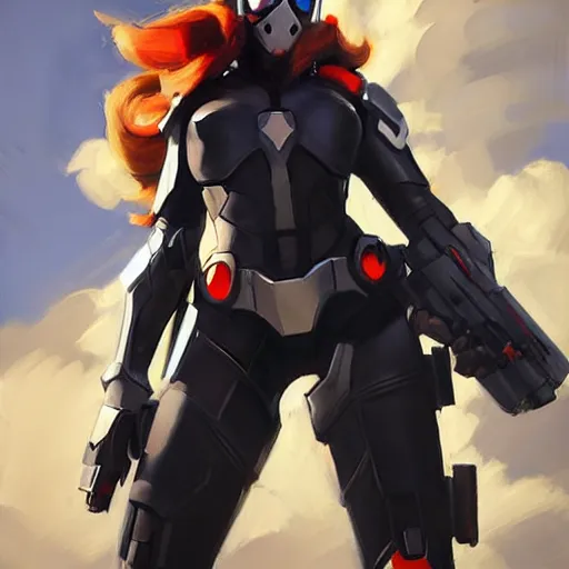 Image similar to greg manchess portrait painting of light armored black widow as overwatch character, medium shot, asymmetrical, profile picture, organic painting, sunny day, matte painting, bold shapes, hard edges, street art, trending on artstation, by huang guangjian and gil elvgren and sachin teng