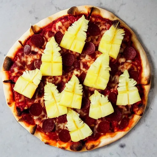 Image similar to dog shaped pineapple toppings on a pizza