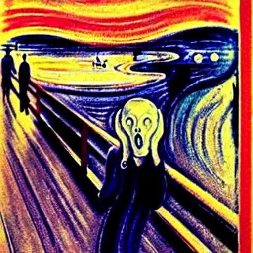 Image similar to the scream by edvard munch in the style of zdzislaw beksinski