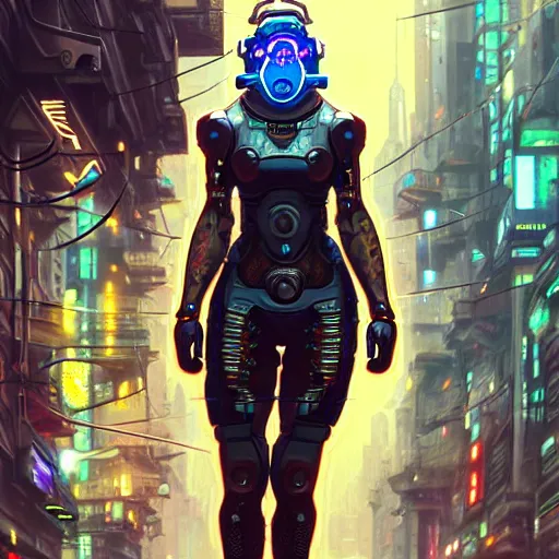 Prompt: A cyberpunk hamster cyborg on the street of a cyberpunk city, sci-fi, fantasy, intricate, very very beautiful, elegant, highly detailed, digital painting, artstation, concept art, smooth, sharp focus, illustration, art by artgerm and greg rutkowski and alphonse mucha
