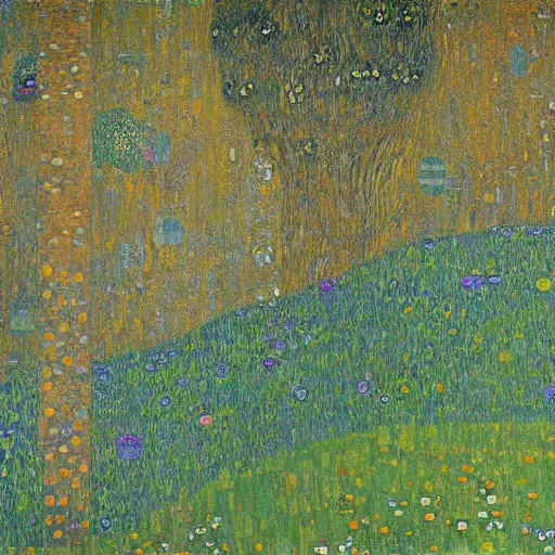 Prompt: painting of a lush natural scene on an alien planet by gustav klimt. beautiful landscape. weird vegetation. cliffs and water.