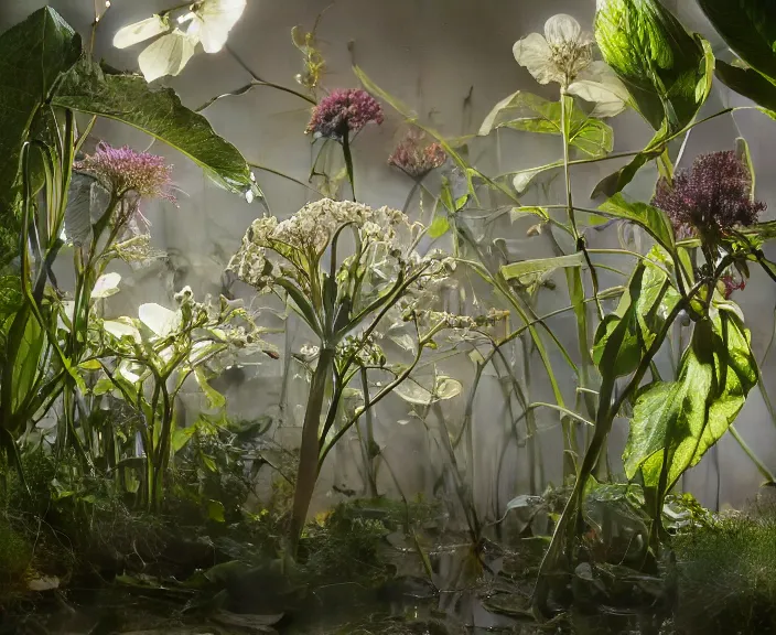Image similar to simplicity, transparent clear see - through photo of lab equipment, lush botany, floral environment, ultra realistic, concept art, pop art, photorealistic, octane render, 8 k, unreal engine. art by gustave dore and nori inoguchi and sam kaplan and zachary goulko and christopher marley and artgerm and alphonse mucha