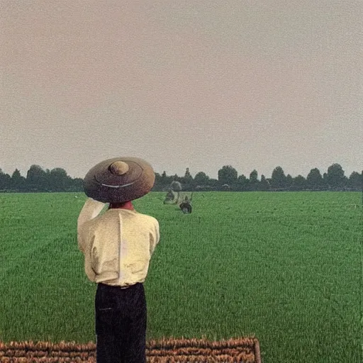 Prompt: painting of chinese farmer, quint buchholz style